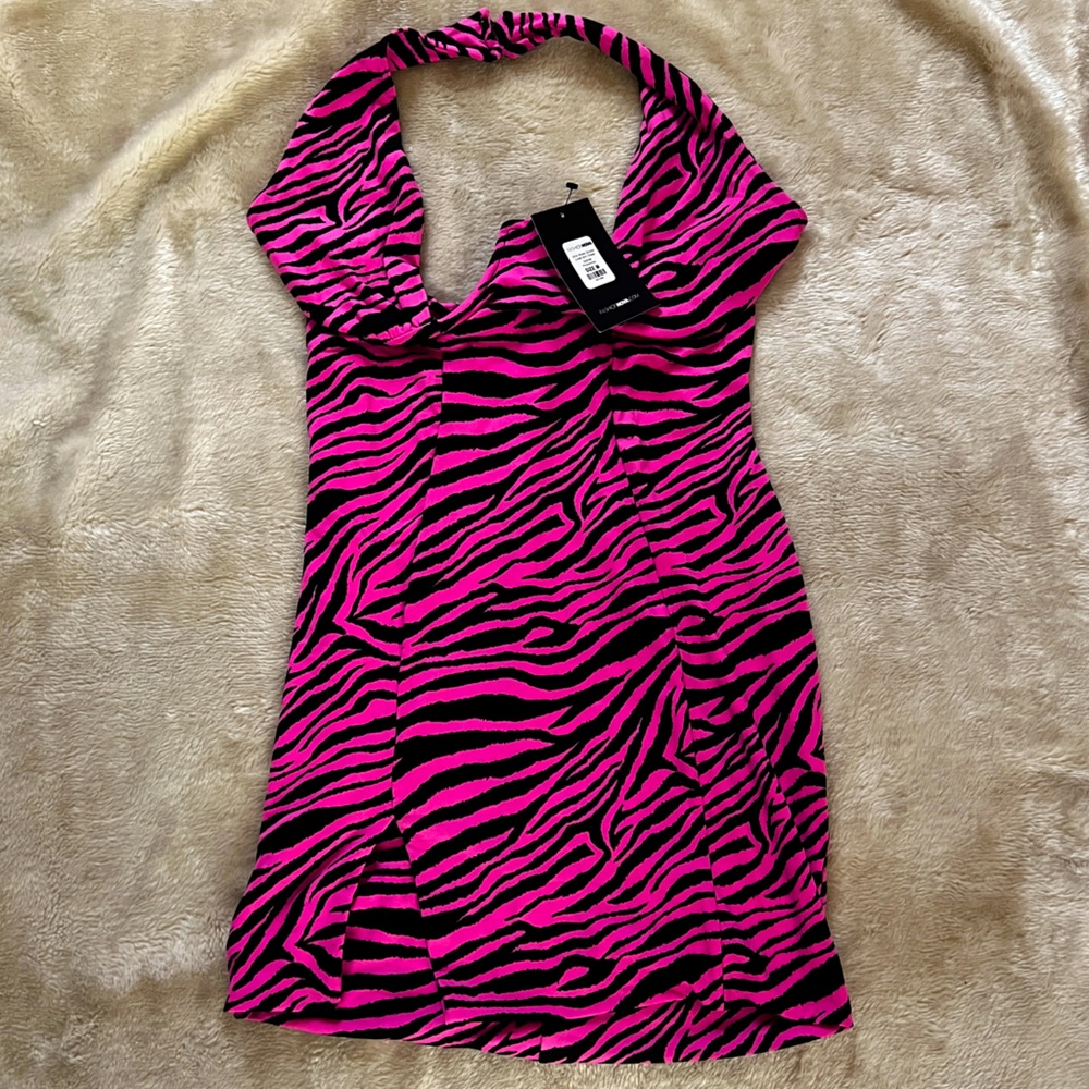 NWT Fashion Nova Zebra Print Pink Party Dress - Size M